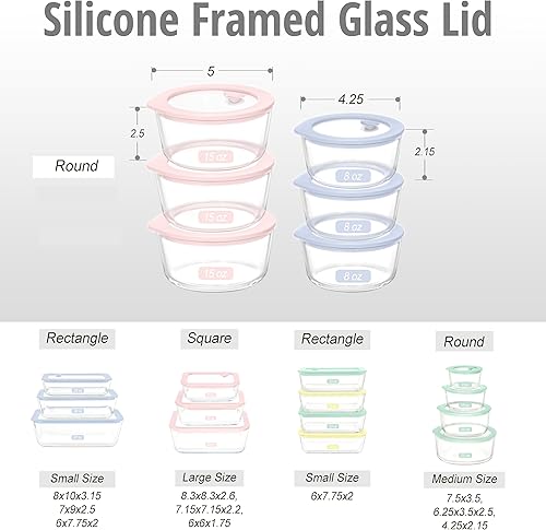 Miniatura 2 de Urban Green Juego de recipientes de vidrio para alimentos con tapa de vidrio, paquete de 6, recipientes de preparación de comidas con tapa hermética