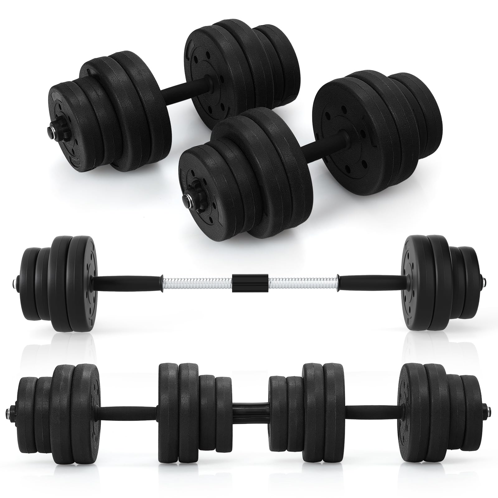 GYMAX Manubri Palestra Regolabili, Set Pesi Palestra 30 KG, Manubri, Bilancieri Regolabili Palestra Casa con Barra Bilanciere e 16 Dischi, per Fitness Casa e in Palestra