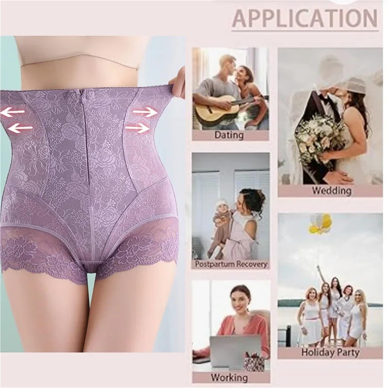 2 uds Gancho Cierre de Cremallera Encaje Cintura Alta Control Barriga Shapewear Panty Invisible Adelgazante Moldeador Mujer Ropa Interior Shaper