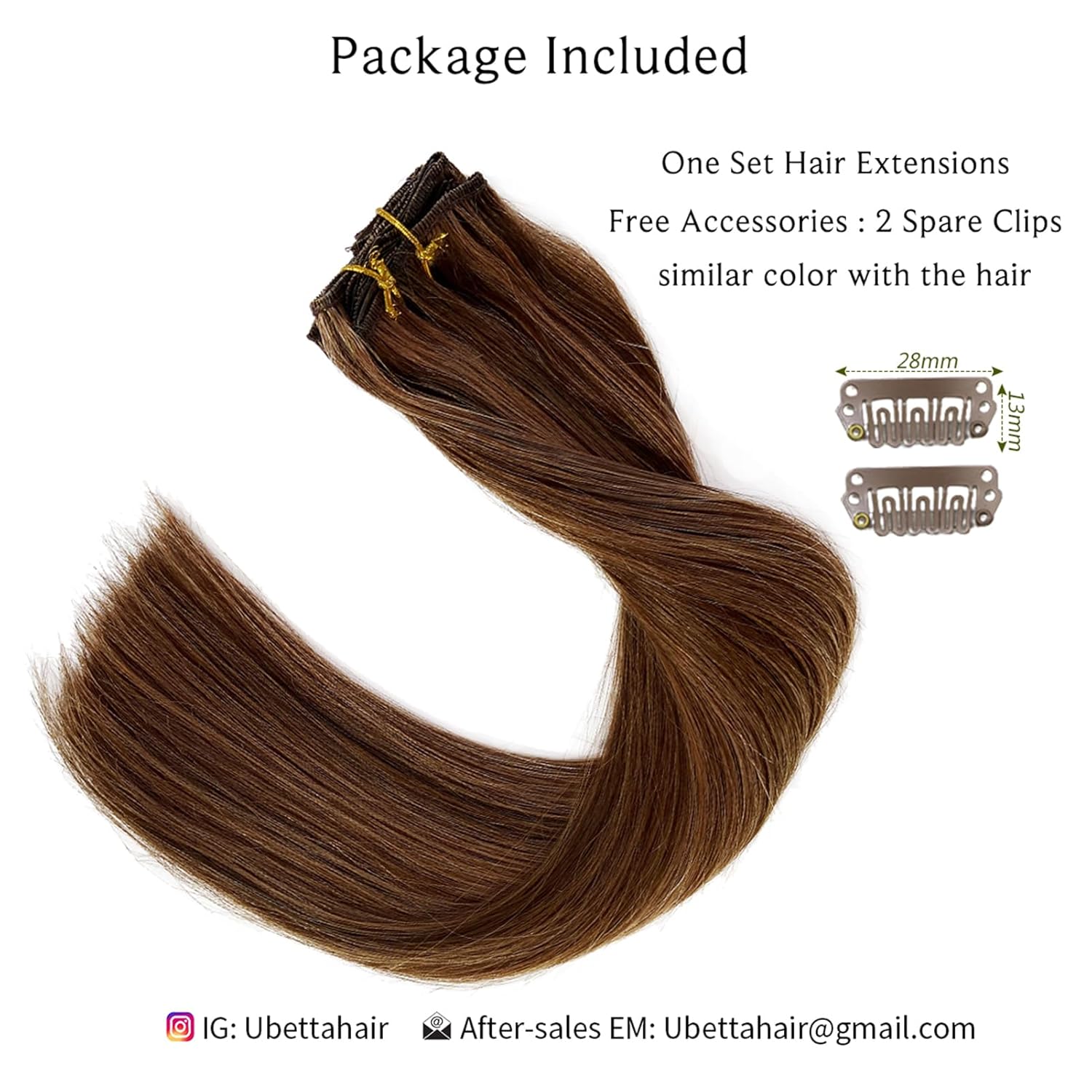Clip in Hair Extensions, Chocolate Brown Balayage Auburn Brown Clip in Hair Extensions Real Human Hair Clip ins 16 Inch 7 Pieces 70G Real Hair Extensions Clip in Human Hair