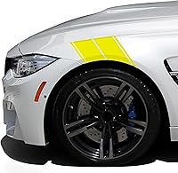 Vista 22 de (2) Calcomanías de vinilo para defensas de hash a rayas de carreras, par de calcomanías a rayas (3M dorado metálico)