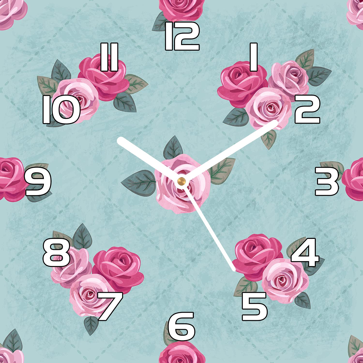 Horloge en verre impression cuisine salon moderne avec aiguilles blanches