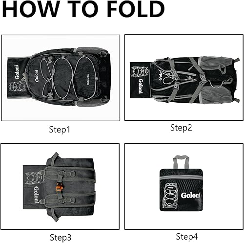 Miniatura 5 de Mochila de senderismo,Mochila plegable ultraligera de 40 litros,Mochila plegable resistente al agua para viajes, Azul claro, Classic