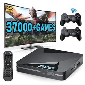 Kinhank Retro Game Console Super Console X2 Pro Built-in 37000+ Games, Video Game Console Android 9.0/Emuelec 4.6, S905X2 Chip, 4K UHD Output,2.4G/5G, BT 5.0