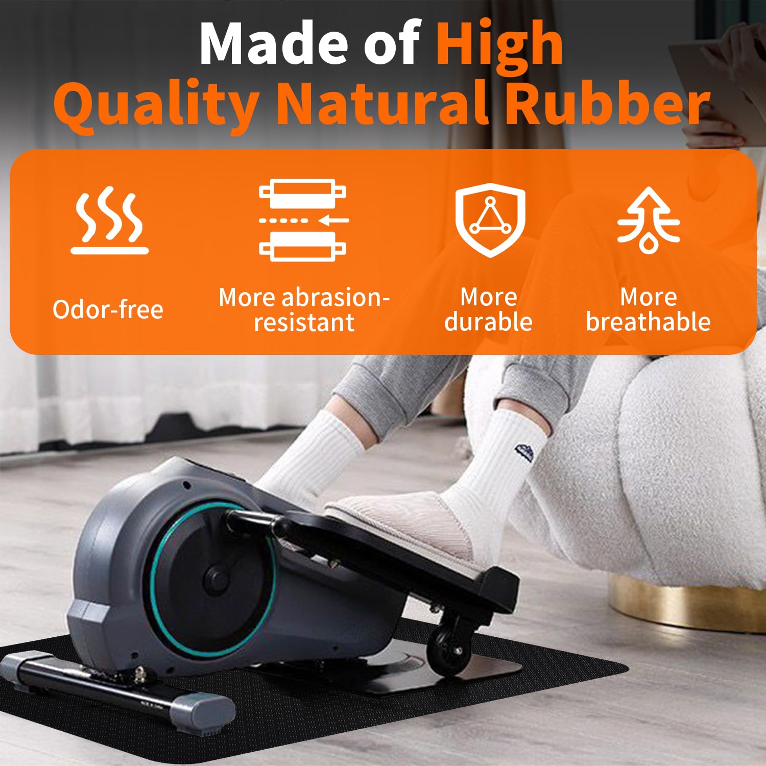 Double-Side Non-Slip Workout Mat for Elliptical Machine, Stepper Mat for Under Desk Ellipticals, Foot Peddler Ellipse Leg Exerciser Mats, Enhanced Stability & Floor Protection