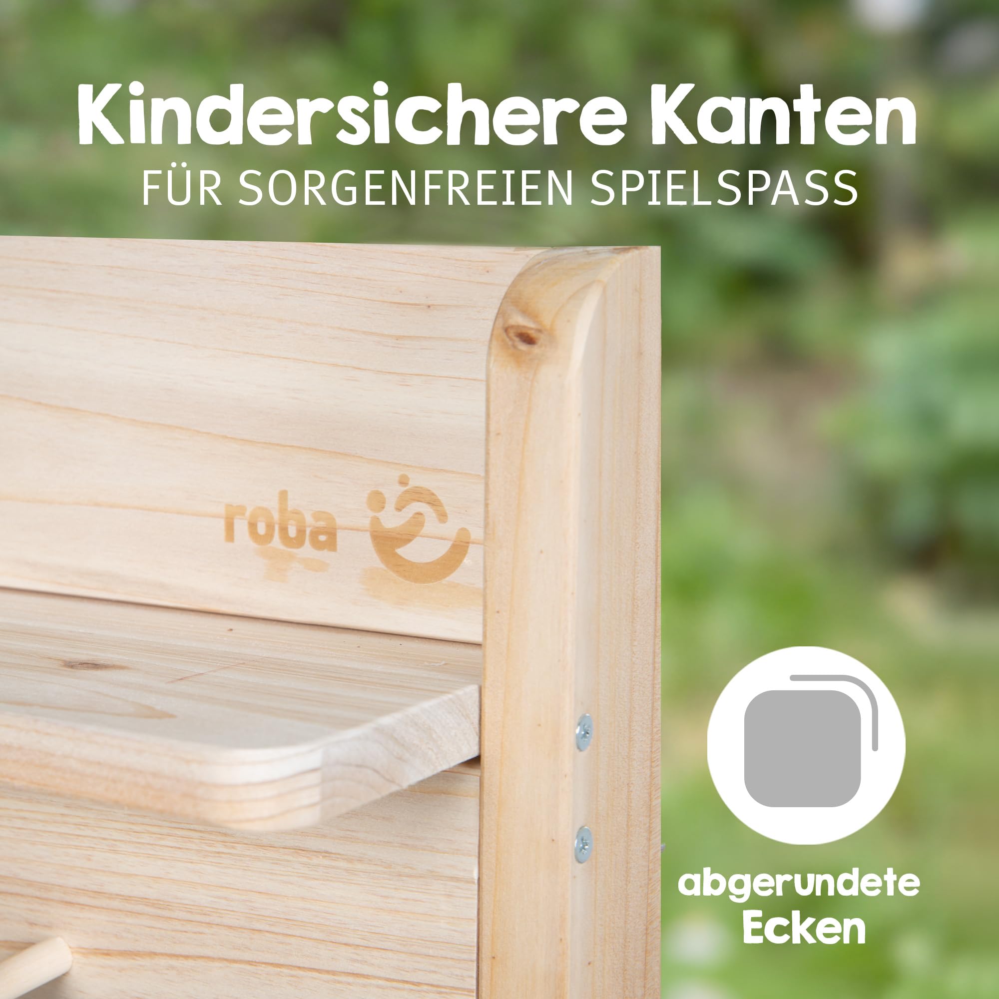roba Kinder Outdoor+ Gartenküche "Fun" - Holz - Matschküche mit Abnehmbarer Abdeckung - Natur