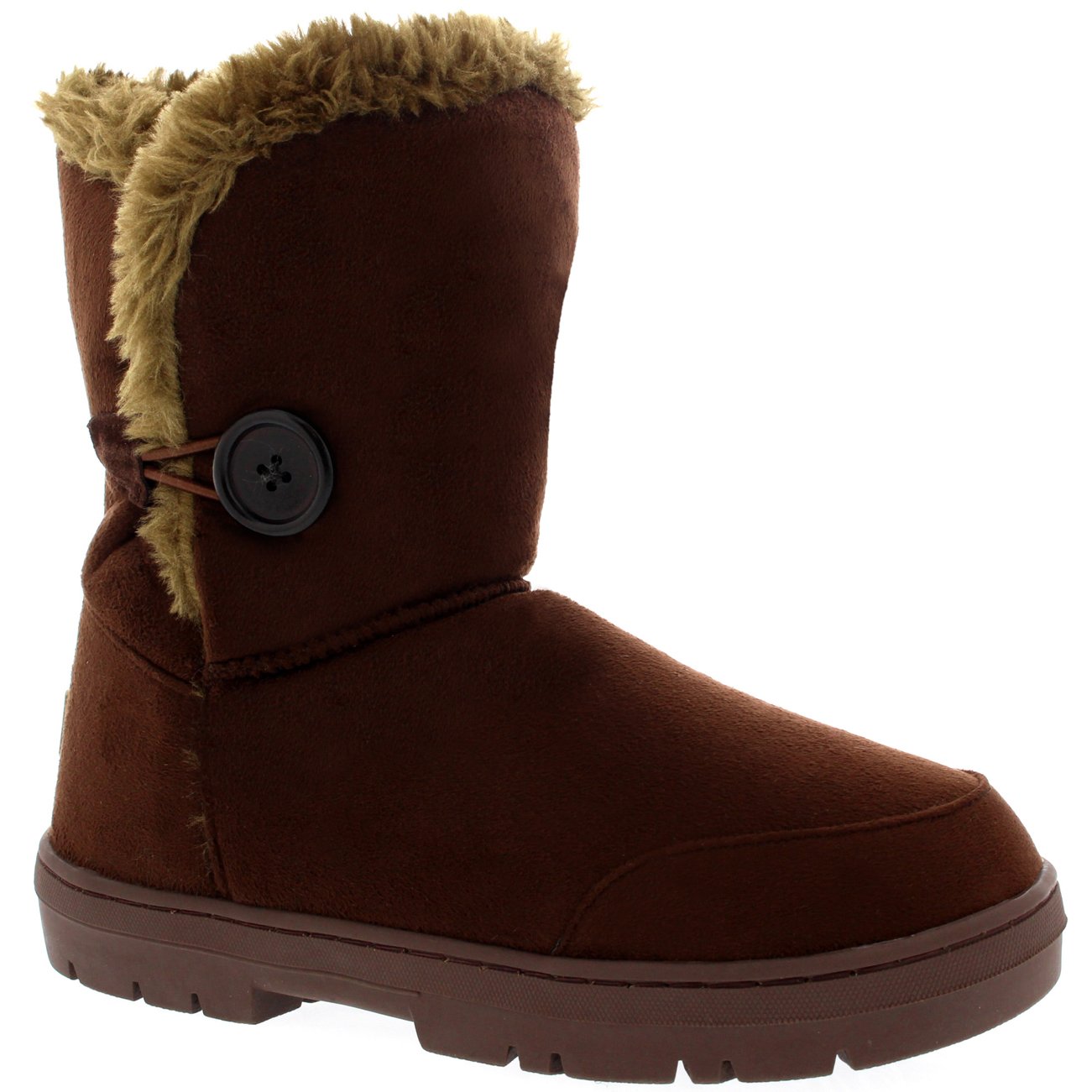 Holly Womens Single Button Faux Faux Waterproof Winter Snow Boots - Brown - 5 - BRO38 AEA0148