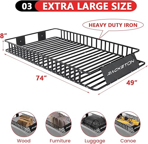 Miniatura 10 de Cesta de carga mediana para SUV y minivan de 64 x 45 x 8 pulgadas