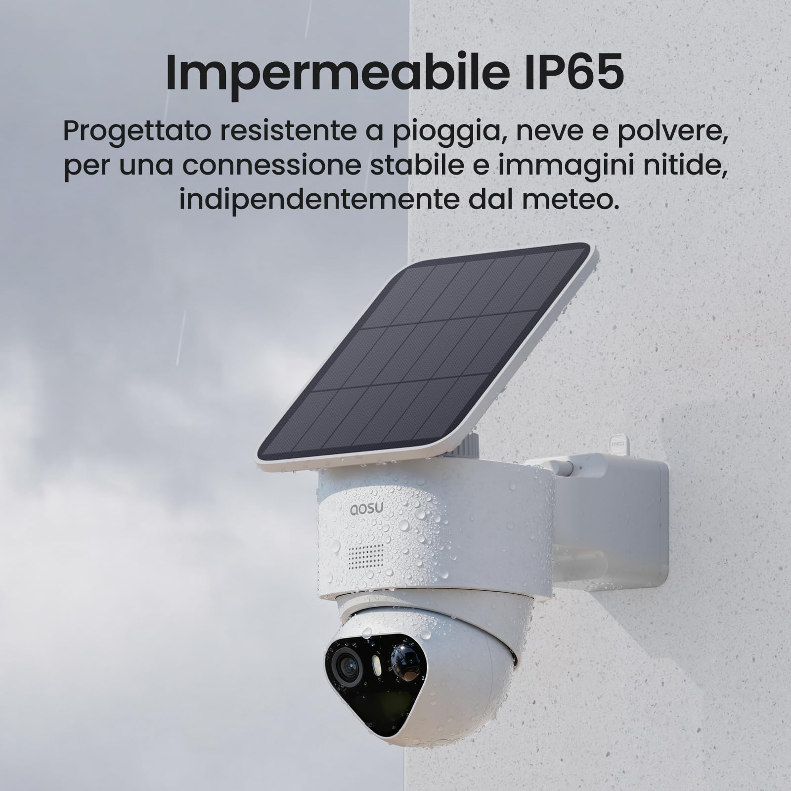 AOSU 4K Telecamera di sorveglianza esterna con solare batteria 10000mAh [TrueColor Visione notturna a colori] Radar con PIR rilevamento preciso 360° esterna con pannello solare removibile luce e suono