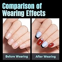 Vista 9 de TOMICCA Puntas de uñas de ataúd extra cortas, 240 piezas de uñas acrílicas de cobertura completa, 12 tamaños preformados, puntas de uñas postizas