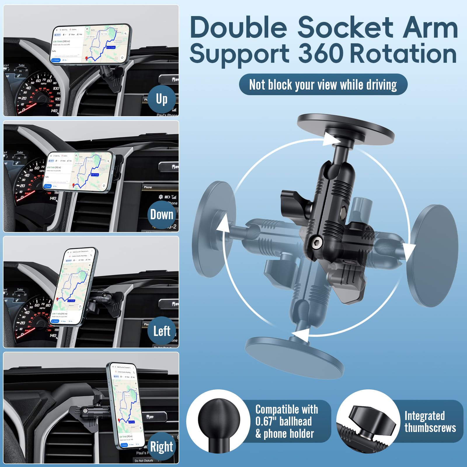 Kaishengyuan Magnetische Handyhalterung für Lüftungsschlitze, kompatibel mit Ford F-150, 2017–2021 Super Duty & 2018–2021 Expedition, Auto-Vollmetall-Handyhalterung für alle Smartphones