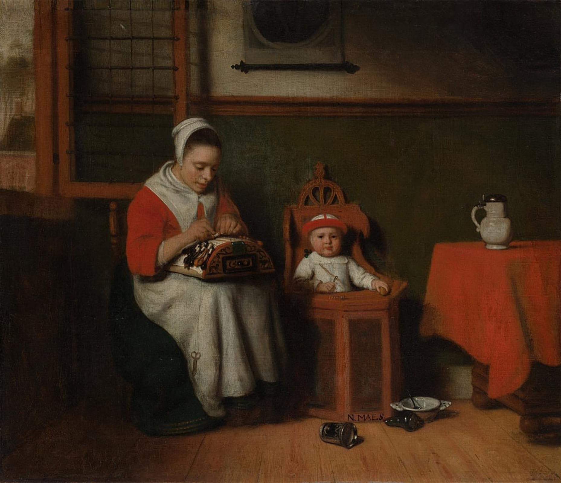 La encajera de Nicolaes Maes lienzo decorativo para crear un rincón de lectura elegante 5