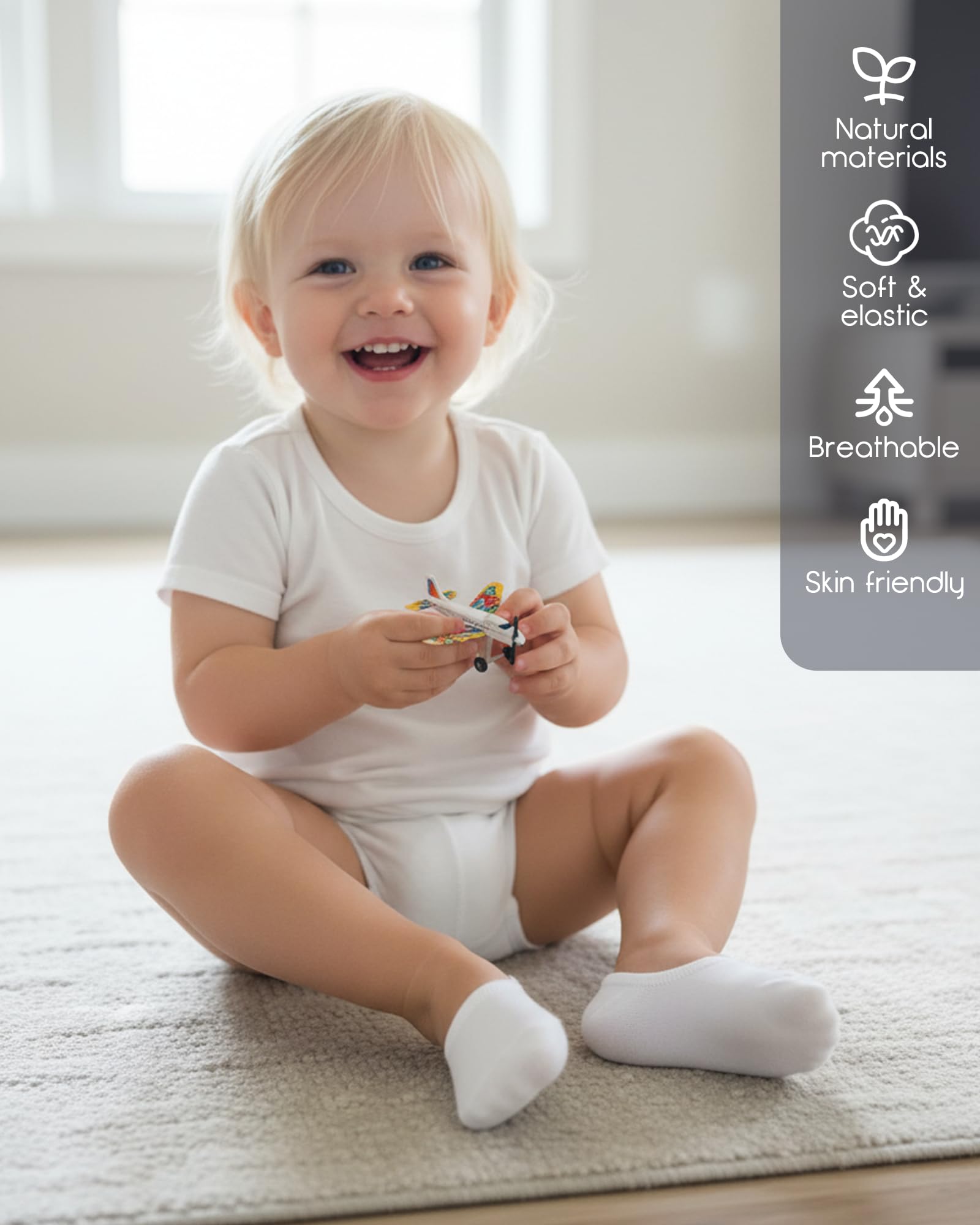 CHUNG Calcetines de algodón para niños pequeños y niñas, delgados, multicolor, color blanco, verano, paquete de 10 unidades de 2 a 12 años