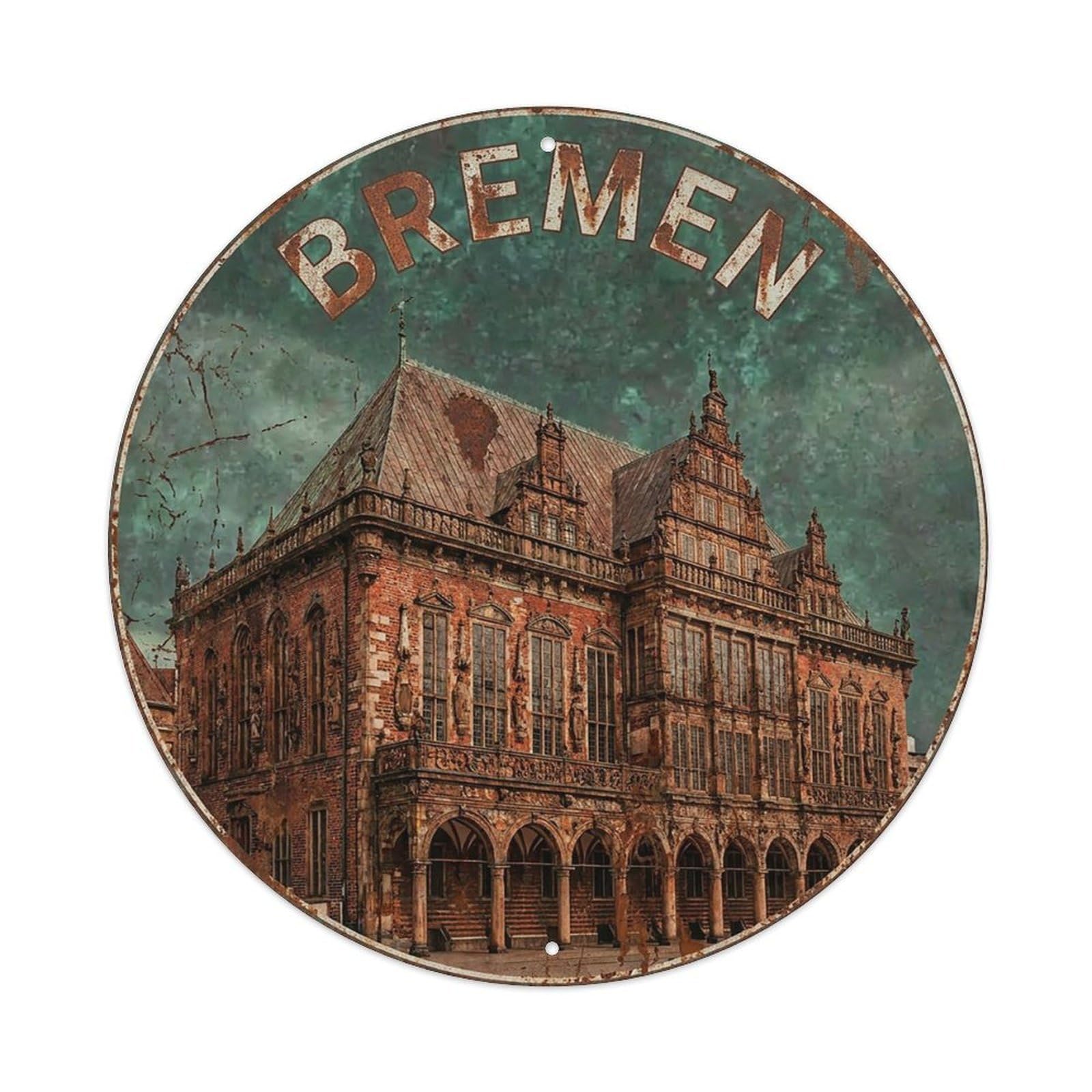 Germany Vintage Travel Bremen Vintage Metal Tin Sign Plaque Wall Decor for Cafe, Club Bar, Office, Garden Metal Poster 8x8Inch