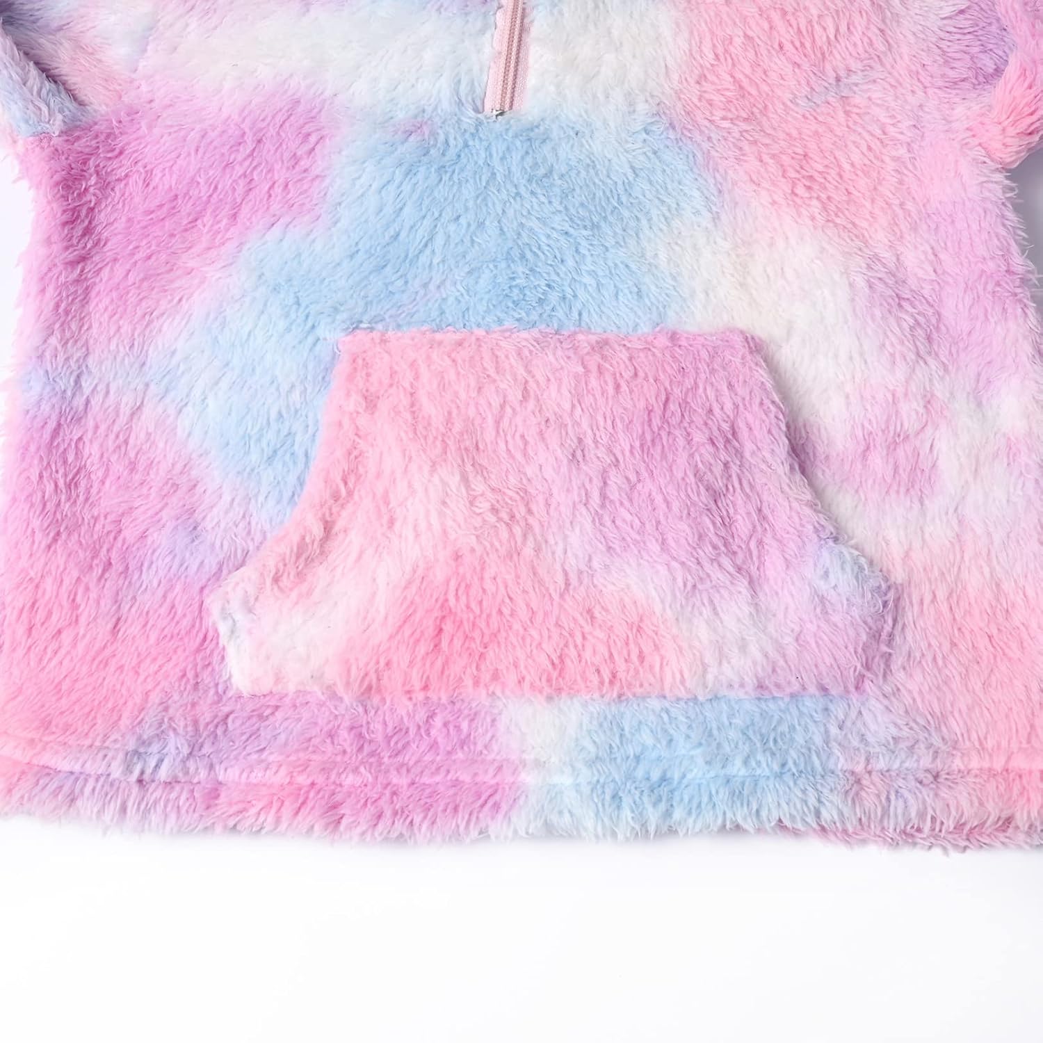 QPANCY Girls Tie Dye Sherpa Pullover Quarter Zip Casual Fuzzy Fleece Sweatshirt with Pocket - Image 6