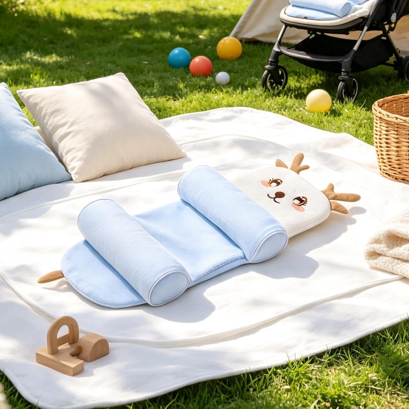 Cuscino Forma Testa Bambini Supporto Ergonomico Traspirante Antiscivolo | Supporto Confortevole Testa e Collo Per Bimbi e Bimbe Letti Seggiolini Auto Passeggini Asilo Viaggi Brevi