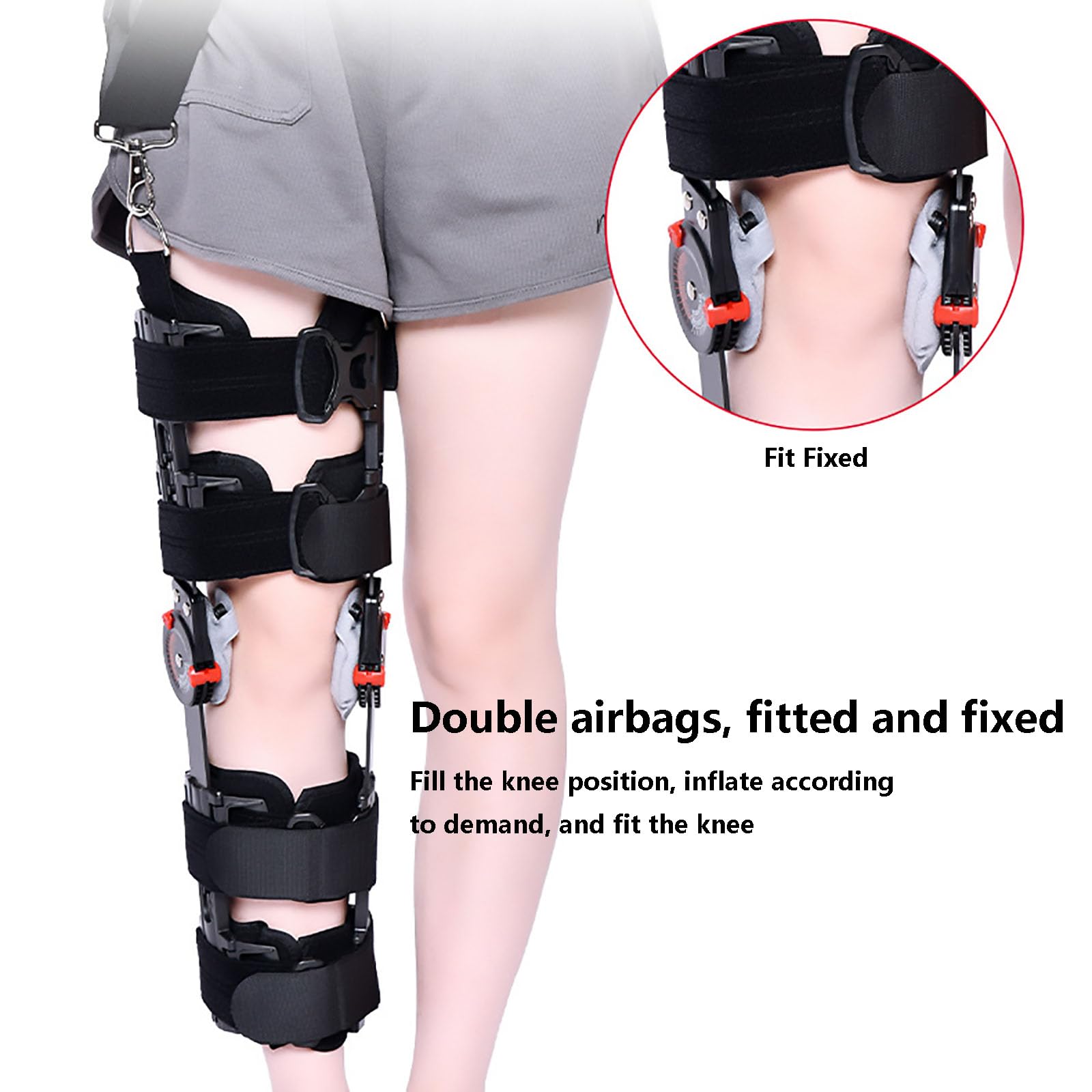 HAILM Knee Brace, Estabilizador Piernas Ajustables, Llave Rodilla con Bisagras para Lesiones Ligamento Ortopédico, Protección Seguridad, Lágrima Menisco, Pierna Izquierda