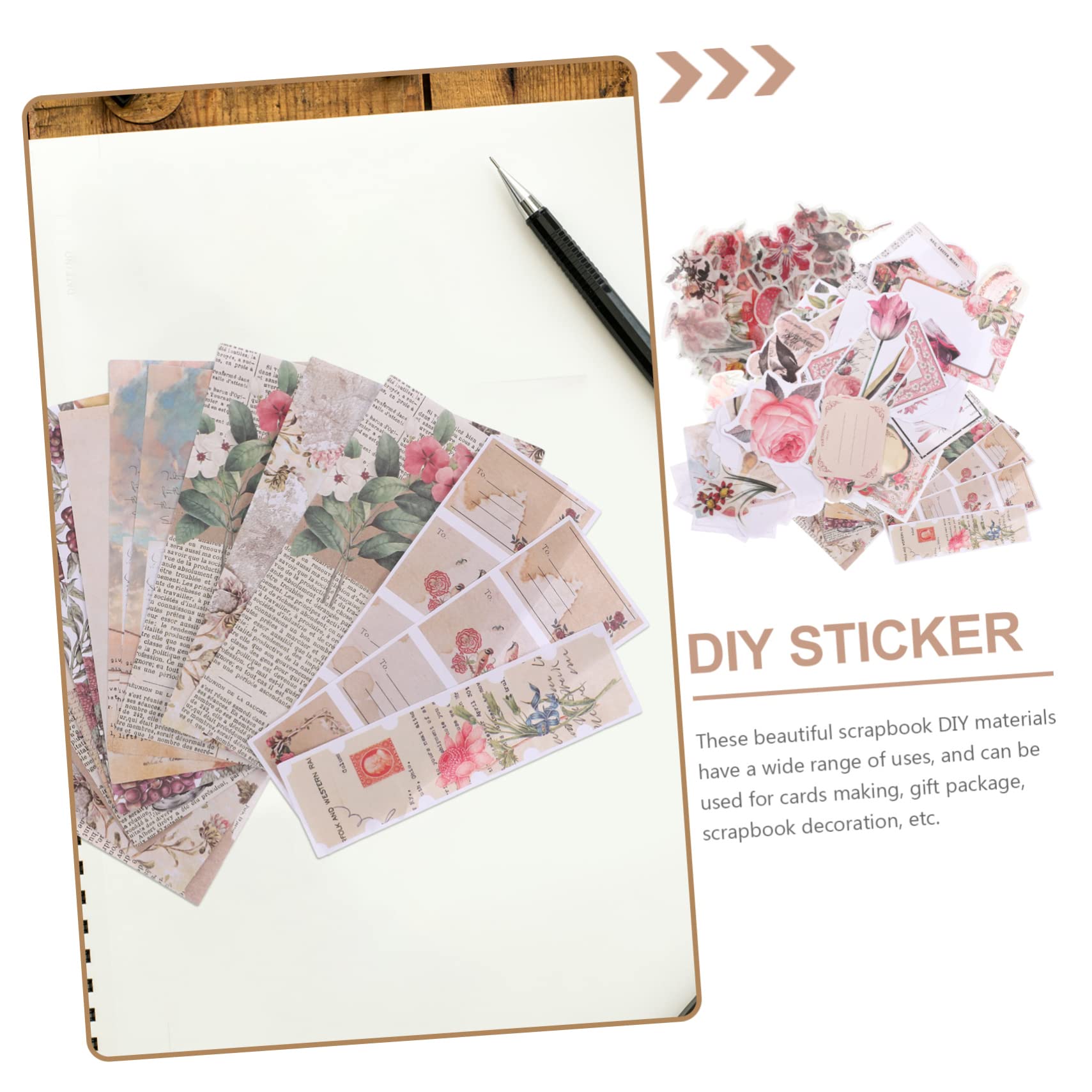 NUOBESTY 5sets Materiali Per Scrapbook Fai Te Con Carta Decorativa e Adesivi Kit Completo Per Album Creativi Disegni Unici e Resistente Per Decorazioni Personali e Regali