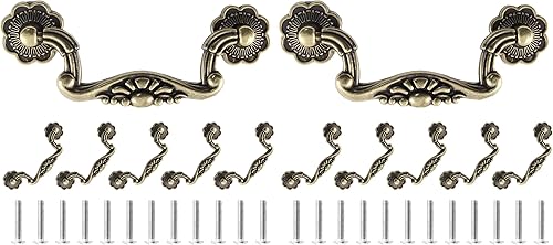 Miniatura 8 de Uenhoy 6 tiradores vintage de 3 pulgadas, tiradores de cajón de bronce antiguo (espacio de agujeros de 3 pulgadas, 4 pulgadas de longitud total)