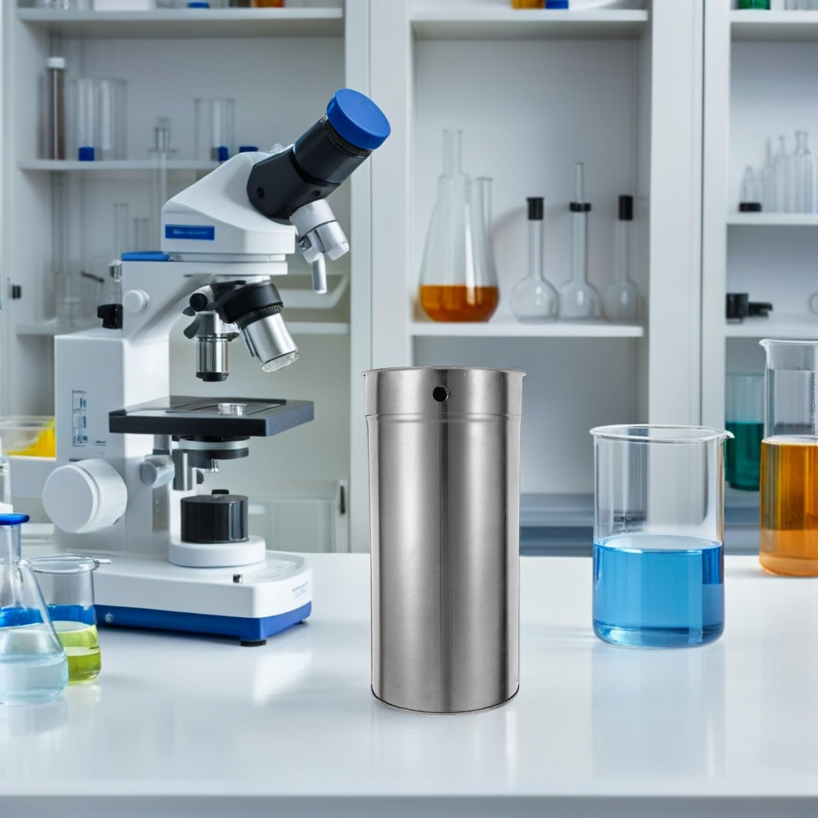 Cabilock Boîte pour Pipettes Acier Inoxydable Tube Instruments de Laboratoire avec Couvercle Conteneur Cylindrique pour Matériel Scientifique