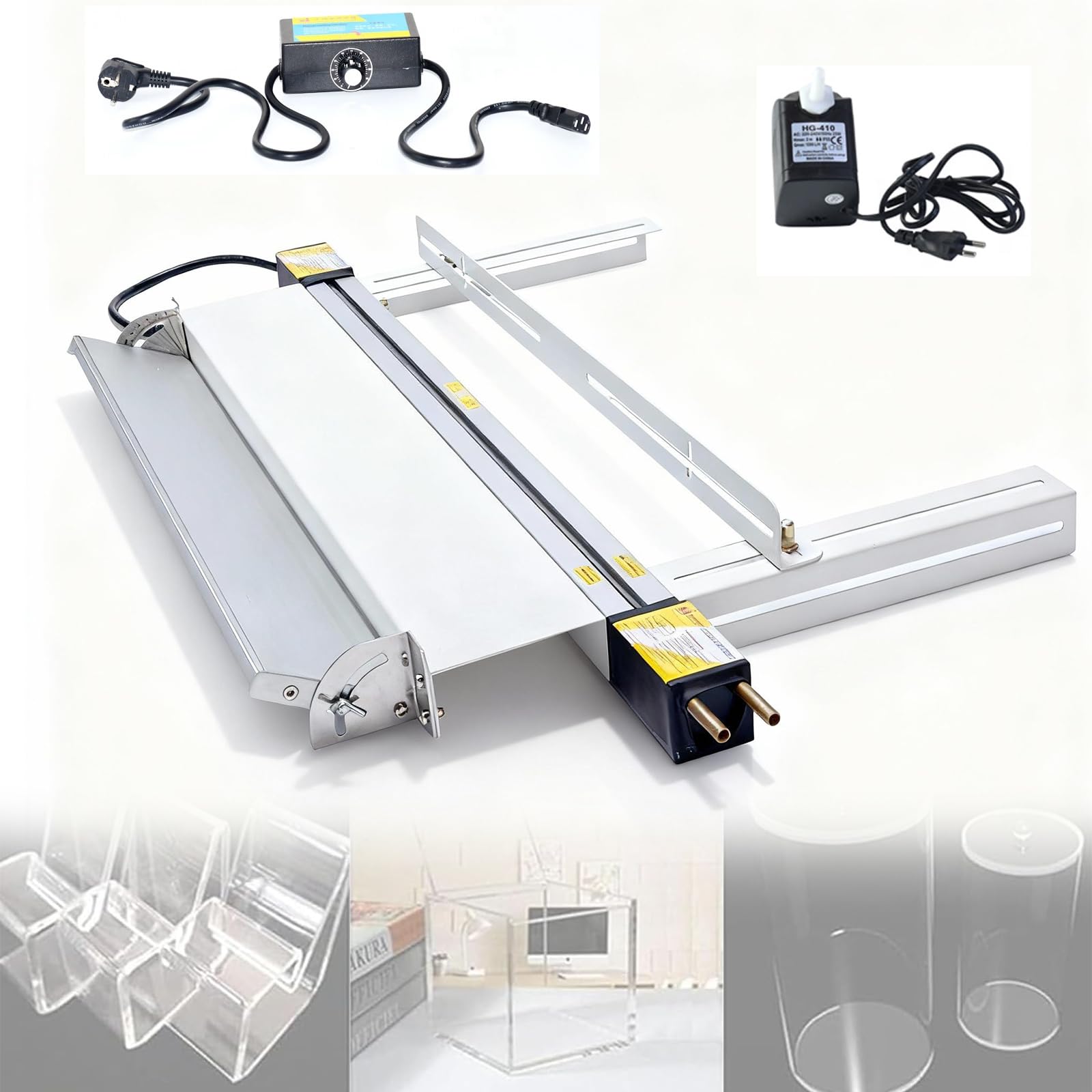 Poxvythb Silver Acrylic Plastic Bender Strip Heater, For 1-6Mm Thickness, 30Cm/60Cm/125Cm Portable, For Acrylic, Plexi Glass, Pvc, Pc, Abs, Pp, Bending Machine With Bracket And Angle,125Cm