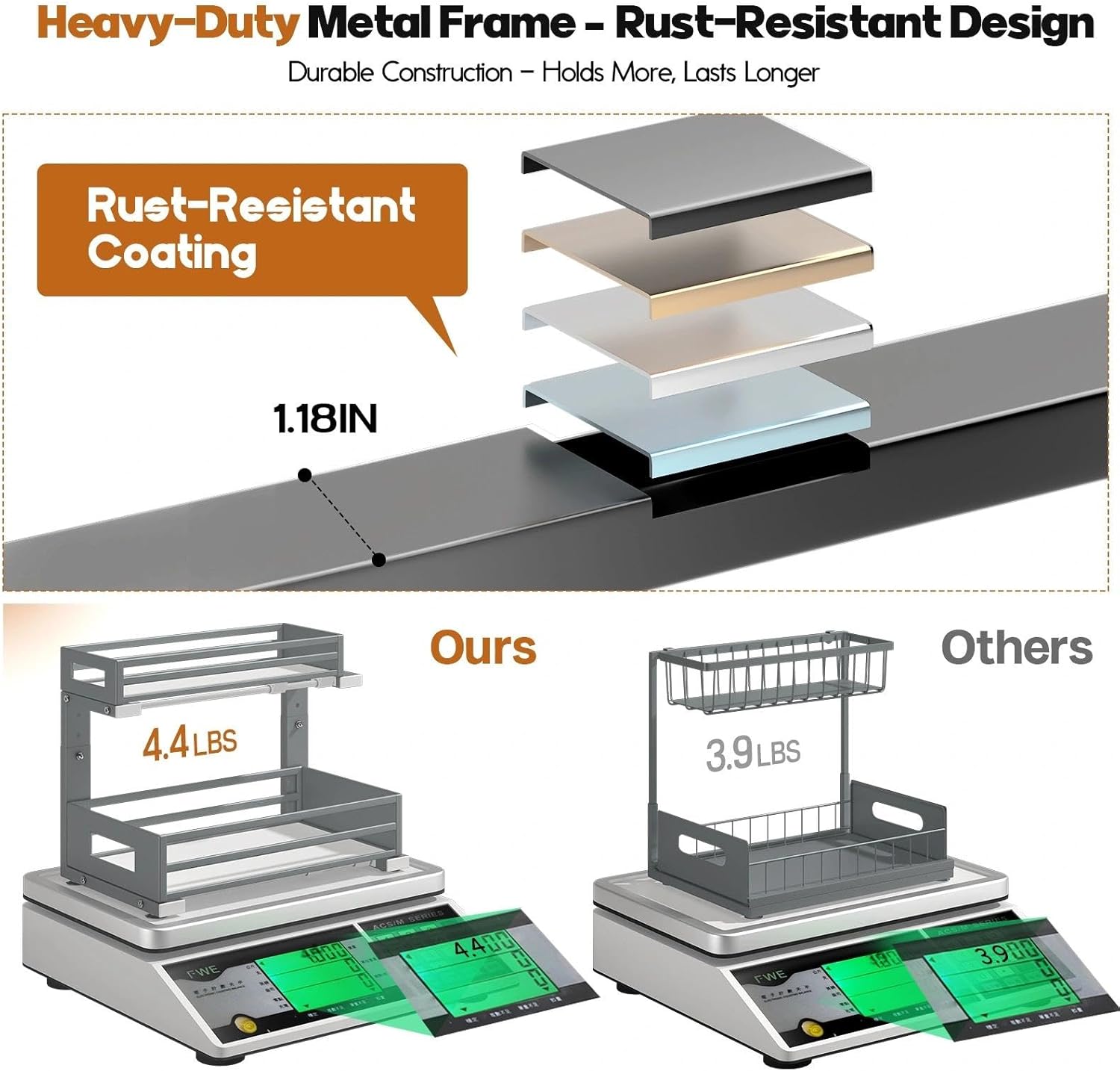 1 Pack 11.2"-16.14" H Under Sink Organizer And Storage With Upgrade Professional Slide Rails,Height Adjustable 2-Tier Pull Out Cabinet Storage For Bathroom Kitchen,Under Sink Shelf-Gun Gray