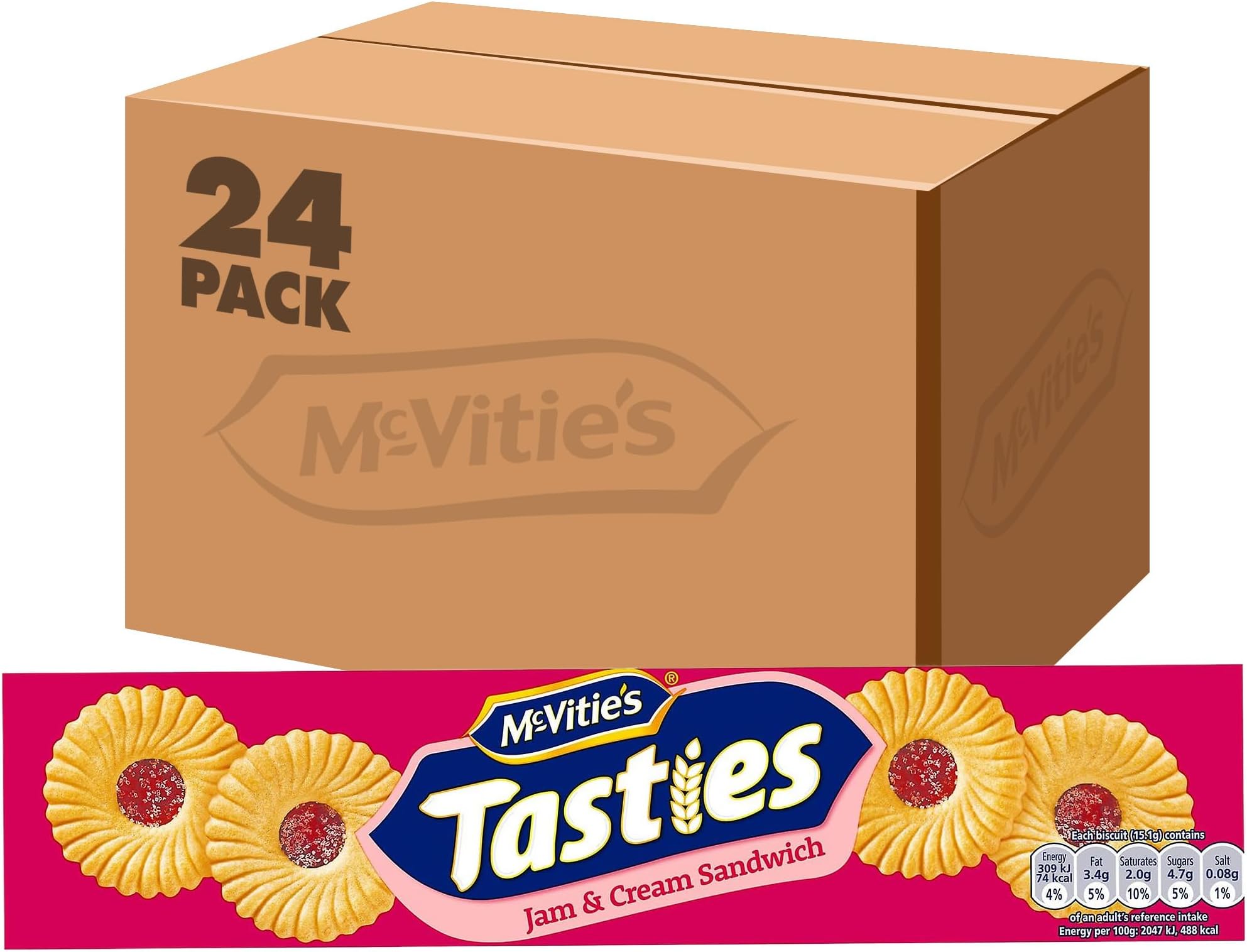 McVitie's Tasties Jam and Cream Sandwich Biscuits, 150g (Pack of 24)