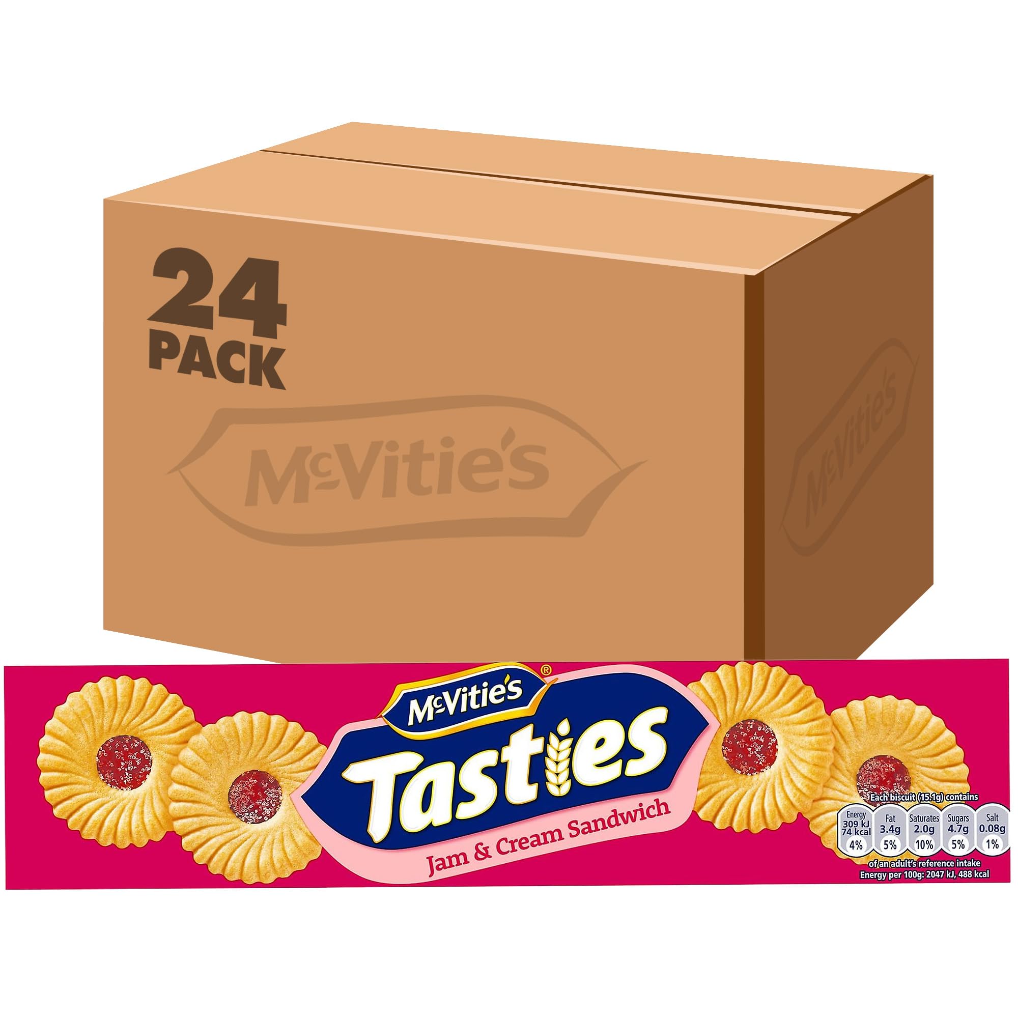 McVitie'sTasties Jam and Cream Sandwich Biscuits, 150g (Pack of 24)