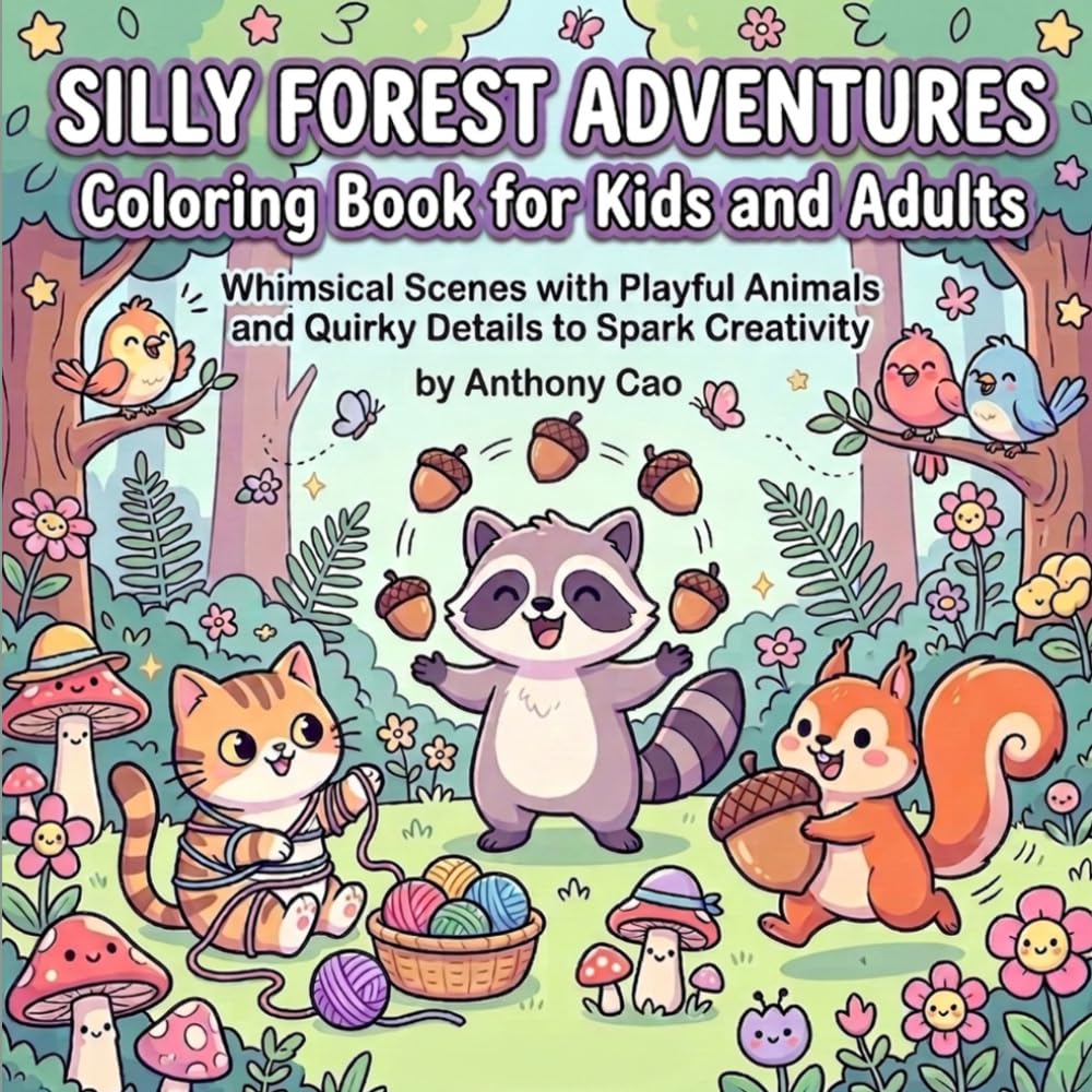 Silly Forest Adventures Coloring Book for Kids and Adults: Whimsical Scenes with Playful Animals and Quirky Details to Spark Creativity