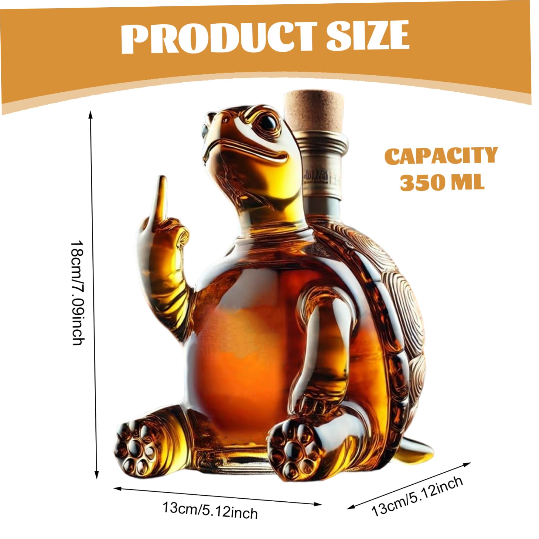 Decanter per vino tartaruga con dito medio 350 ml, decanter per whisky fiaschetta per whisky in vetro trasparente con tappo per 5, 1x5, 1x7, 1