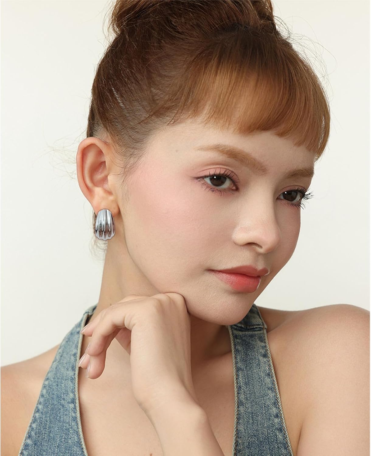 Statement Chunky Gold Earrings for Women Unique Square Stainless Steel Heaven Mayhem Button Stud Earrings Trendy Jewelry - Image 5