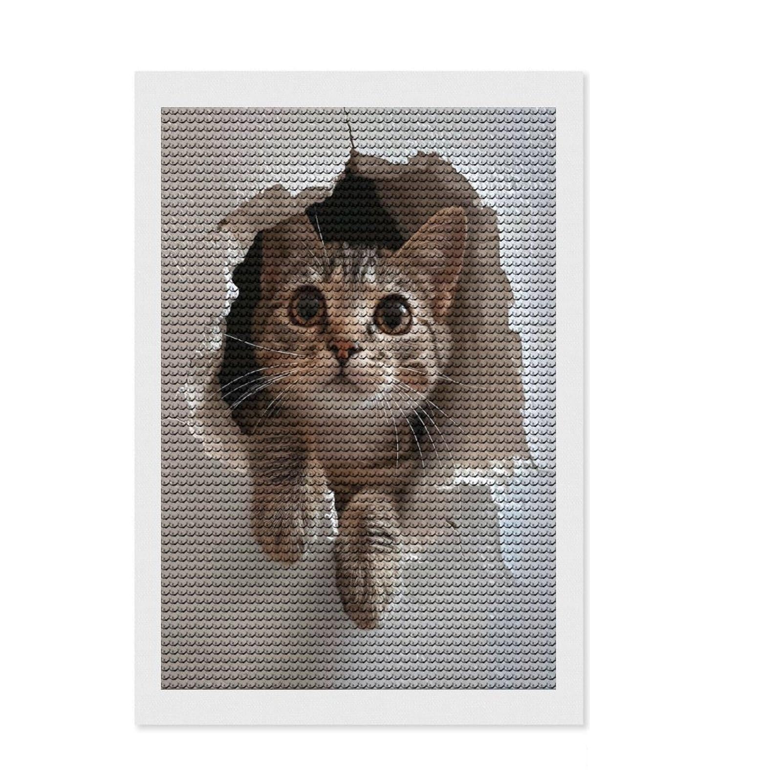 Junmoney MIAU MIAU Diamond Painting Kit 8"x12", Aesthetic Room Decor, Christmas Gift, Farmhouse Decor, Holiday Gift Idea