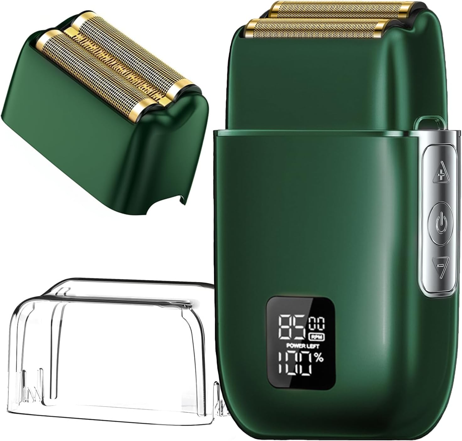 Electric Foil Shavers for Men, 3 Speed Electric Razor for Men, High Speed Dual Floating Blades, IPX7 Waterproof Wet & Dry, LED Display, USB Type C Charging, Foil Razor for Face/Beard/Head (Green)