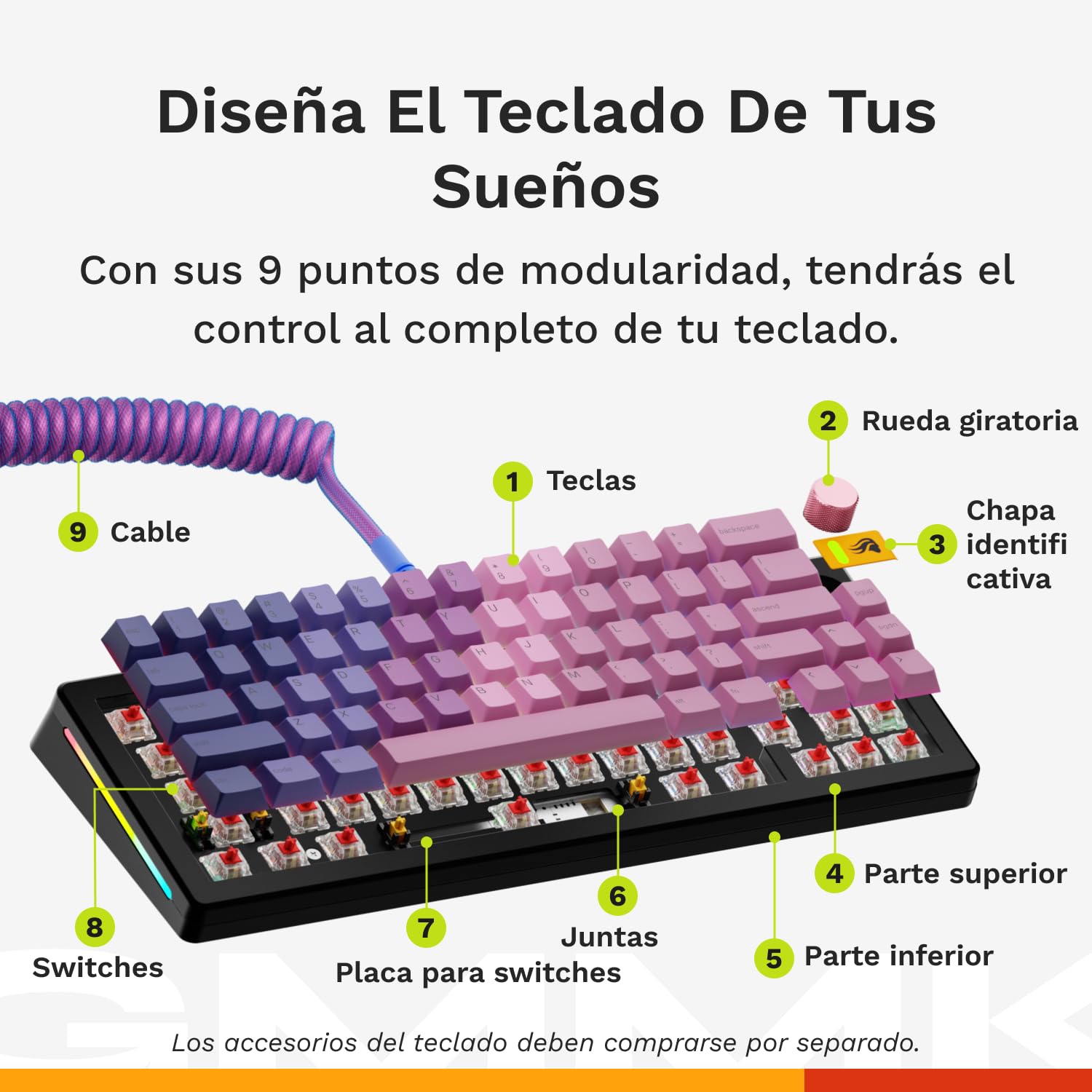 GLORIOUS GMMK 3 HE Teclado Inalámbrico 65% AZERTY FR (Negro) | Tecnología Hall Effect rápida, tasa de sondeo 8000Hz, switches magnéticos Fox, junta modular muy flexible, diseño de calidad