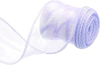 Vista 29 de MECCANIXITY Cinta de Organza Transparente con Alambre Brillante de 2 3/8" de Ancho, Cintas de Gasa Iridiscente Pastel de 3 Yardas Color Beige