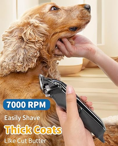 Miniatura 7 de Cortapelos inalámbricos para perros para aseo profesional para abrigos de pelo gruesos, afeitadora de bajo ruido, kit de aseo para mascotas con