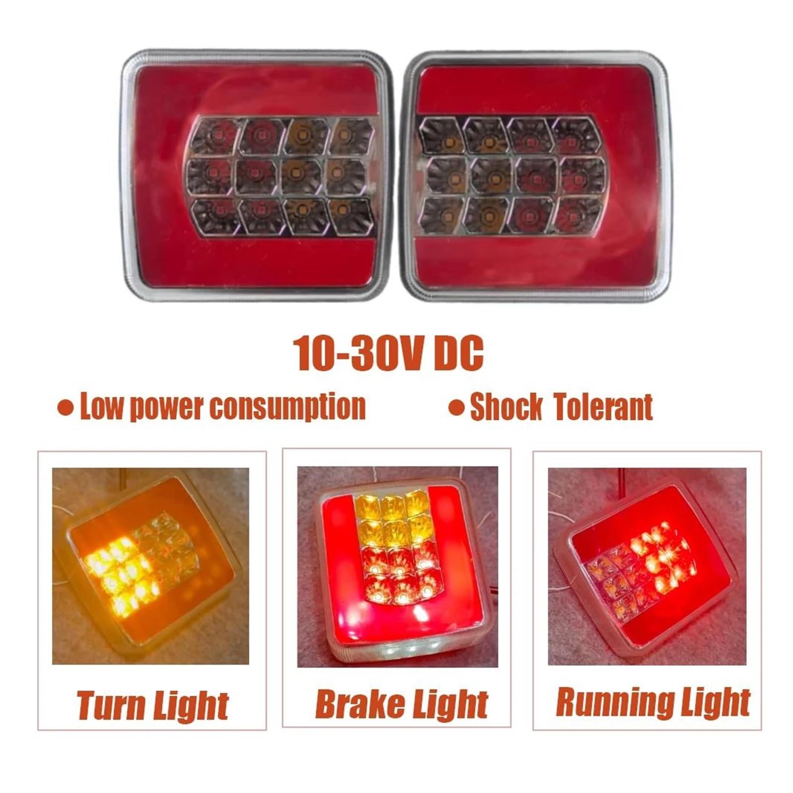 Genérico Intermitente Indicador Lateral 2 Uds 10-30V Rojo + Blanco + Luz Ámbar Guía Luces Traseras Señal Giro Para Camiones Remolques