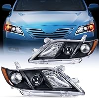 Vista 1 de Nilight - Conjunto de faros delanteros compatible con Toyota Camry 2007 2008 2009, reemplazo de faros, carcasa negra, reflector ámbar, lado