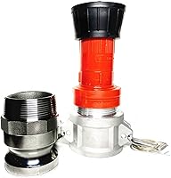 SAFBY 1.5 Inch Fire Hose Nozzle NPSH/NPT Adjustable Fog/Straight Stream Jet with Aluminum Fittings - 100 PSI Durable Thermoplastic