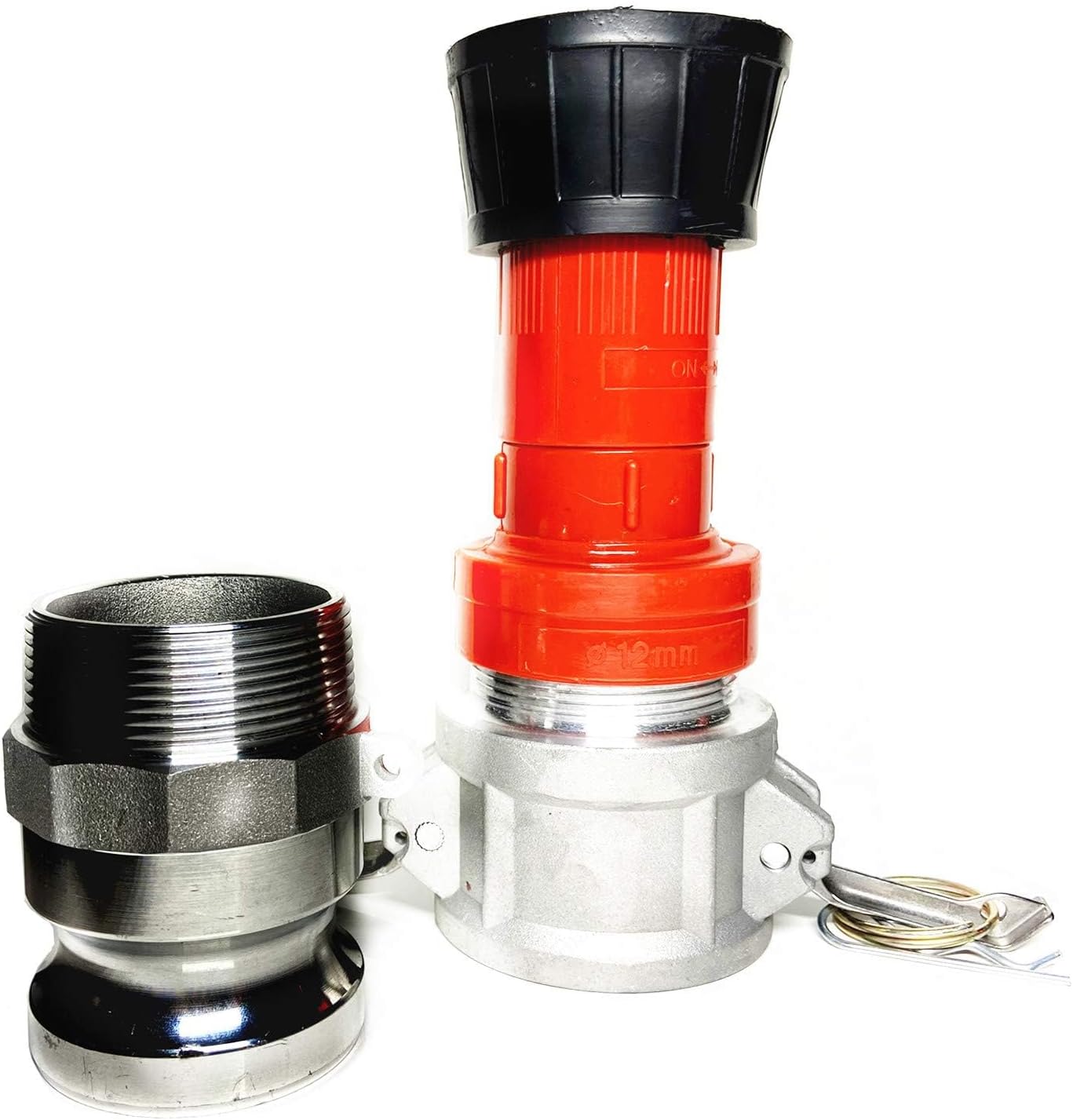 - SAFBY Fire Hose Nozzle 1.5 Inch NPSH/NPT Thermoplastic Fire Equipment Spray Jet Fog with 1.5 Inch Aluminum Female and Male Fitting