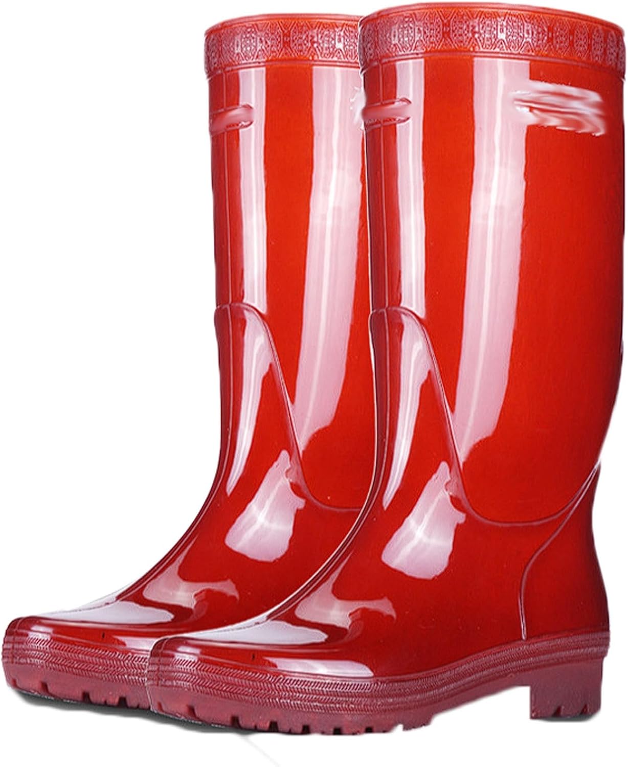 Men's Quick-Dry Waterproof Rain Boots, Non-Slip Industrial Mining with Cowhide Sole, Brown PVC Work Shoe(Rojo,9)