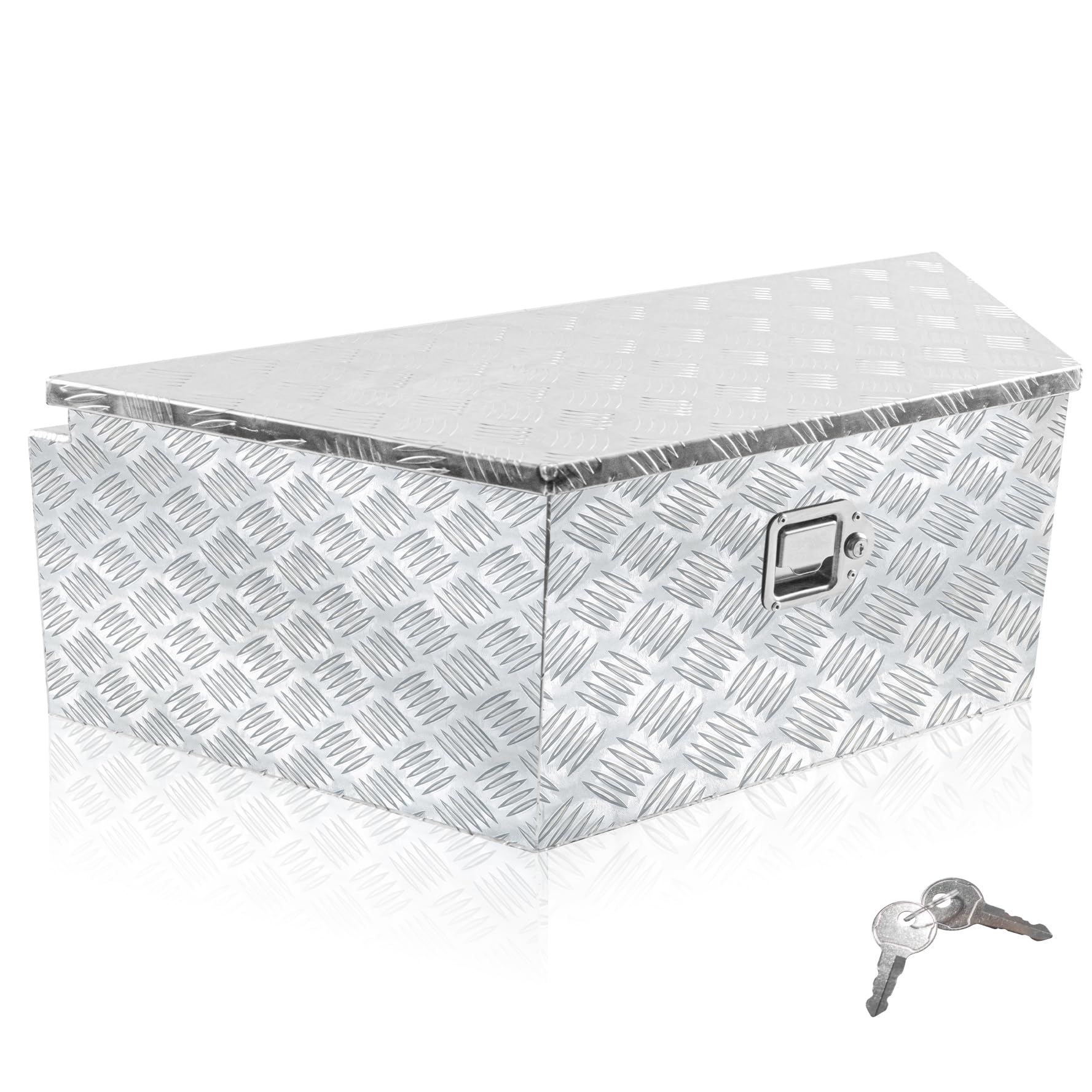 Srehloe 99x42x30cm Trailer Tongue Tool Box Heavy Duty Aluminum Trailer Storage Organizer with T-Handle Latch and Keys Suitable for Pick Up Truck Bed RV Trailer ATV Sliver