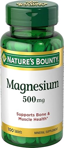 Miniatura 1 de Natures Bounty Magnesio tabletas recubiertas de 500 mg suplemento mineral apoya la salud ósea y muscular sin gluten vegetariano 100 unidades paquete