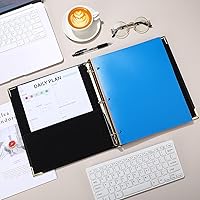 Vista 7 de Cholemy 6 Pieces Leather 3 Ring Binder Portfolio Organizer Classic Collection Executive Presentation Round Rings Vintage Binder Holds 150 Sheets