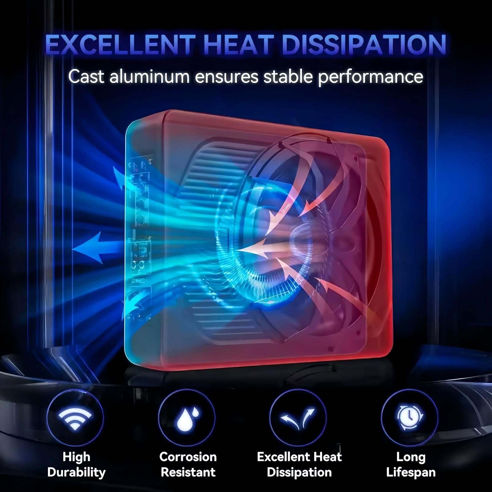 Subwoofer Activo para Coche 10" 800W, Subwoofer Autoamplificado Bajo Asiento con Amplificador Integrado y Luz LED Azul para Coche