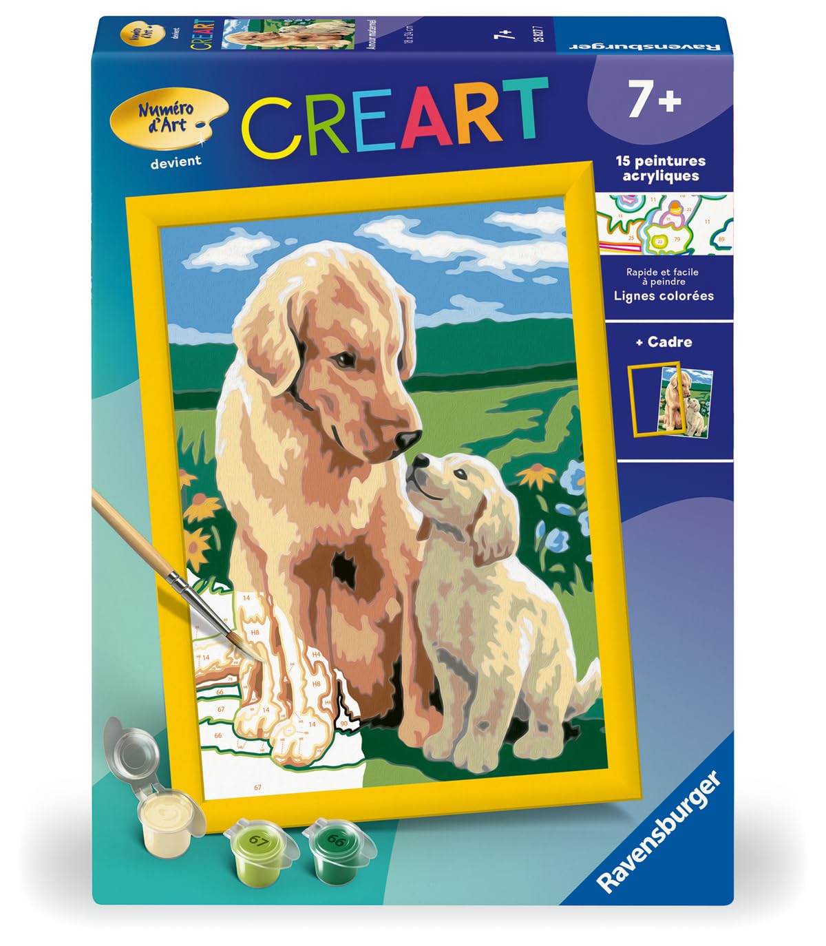 Ravensburger CreArt Kids – Peinture Par Numéros Chiots Beagle – 18x24 Cm – Dès 7 Ans – Kit Complet Avec Cadre