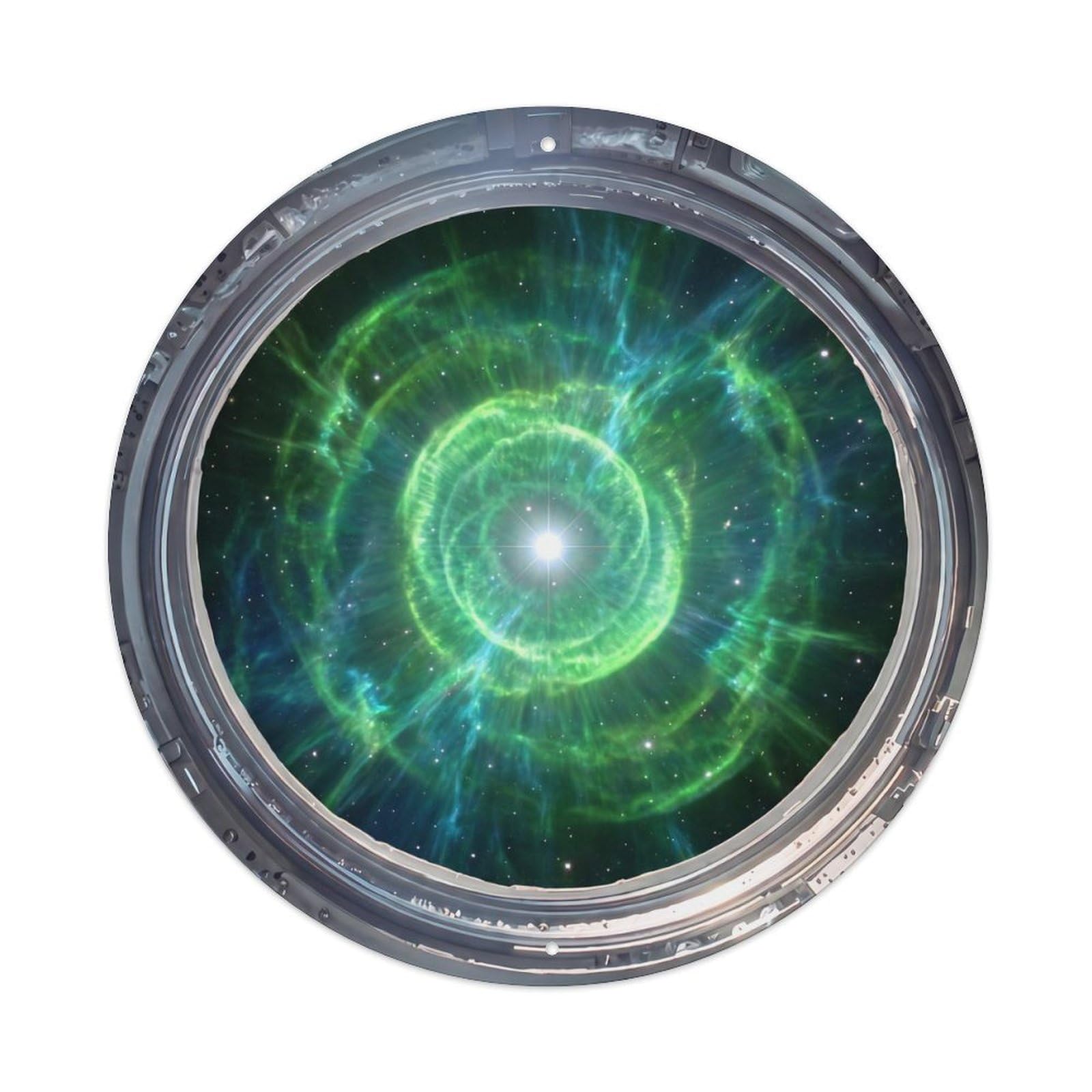 Metal Tin Sign Green Planetary Nebula from Space Station