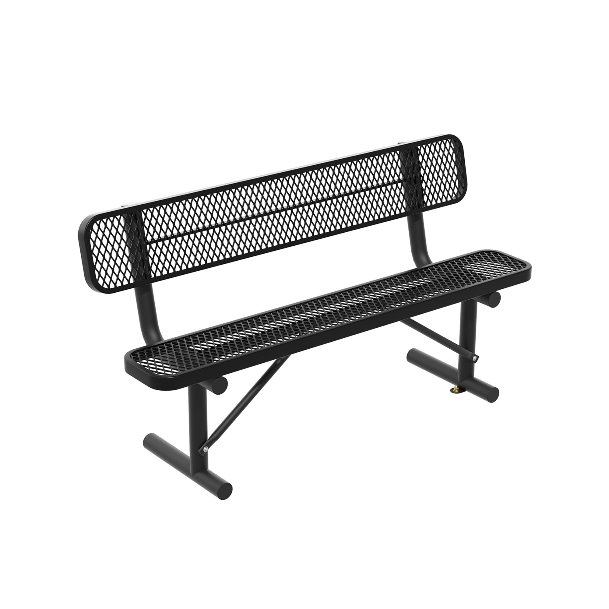 6 FT Heavy Duty Park Bench, Outdoor Metal Black Bench with Back-Commercial Steel Benches for Outside, 2-4 Person Seat-Garden Benches with Portable Frame for Outdoors