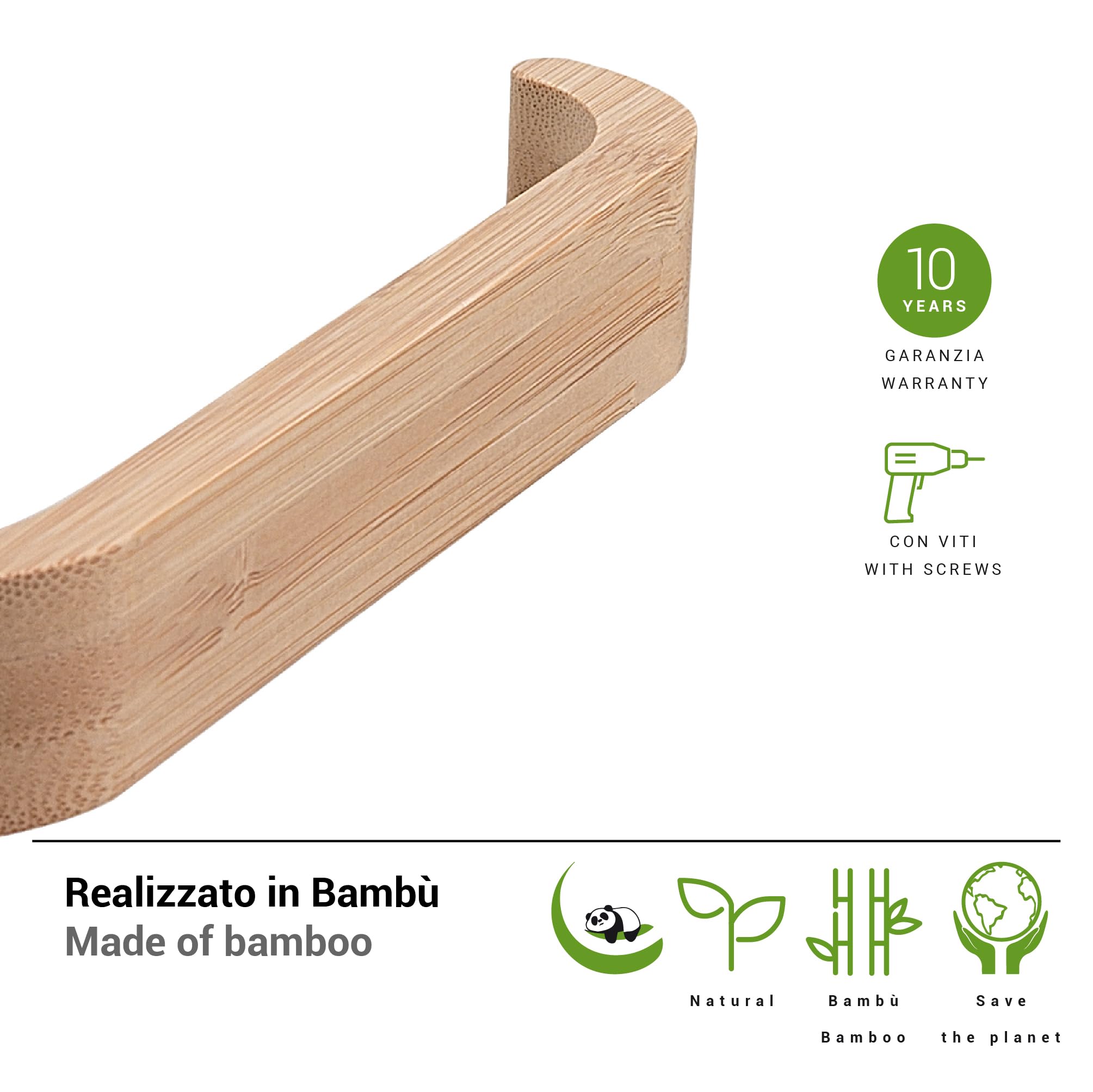GEDY | Porta Asciugamani ad Anello Himalaya Bamboo Naturale, Appendi Asciugamani Fissabile con Viti Incluse, 2,5x21,1x6,7cm