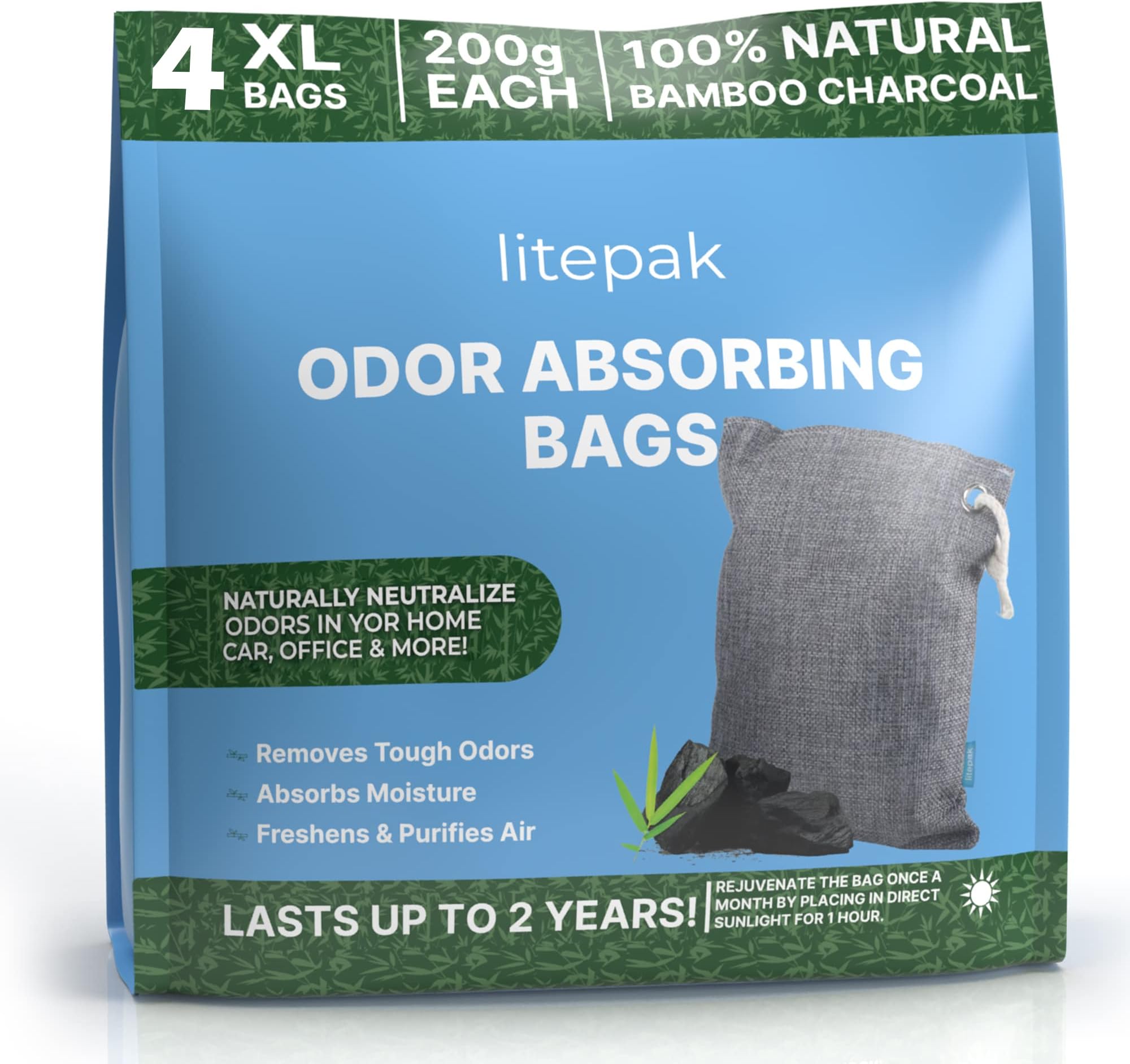 Amazon.com: [2-Pack x 200g] Charcoal Bags with Plastic Box, Activated ...